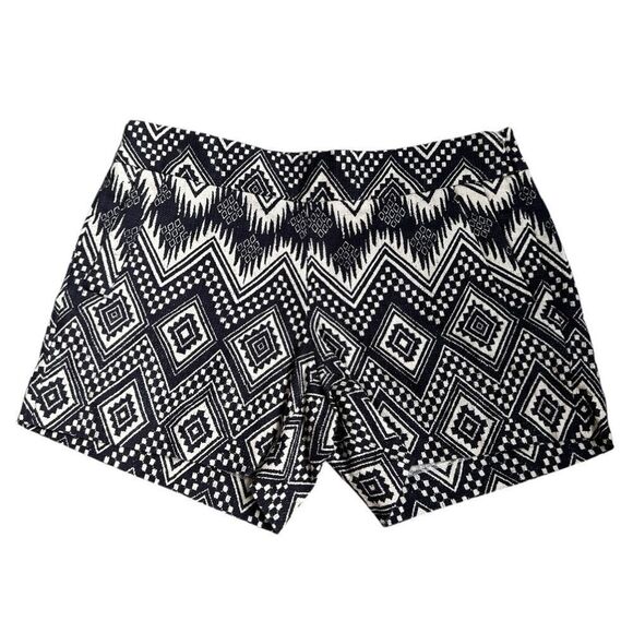 J.CREW Factory Women's Black Cream Chevron Ikat Print Cotton Short Shorts Sz 6 - Picture 1 of 6